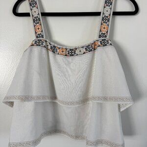 Madewell White Linen Blend Tank Top Medium